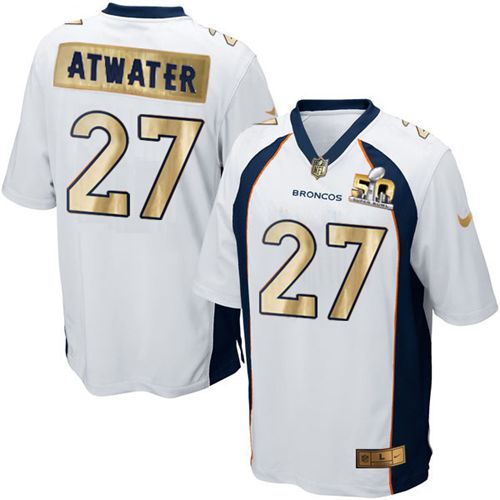 Nike Broncos #27 Steve Atwater White Men's Stitched NFL Game Super Bowl 50 Collection Jersey - Click Image to Close
